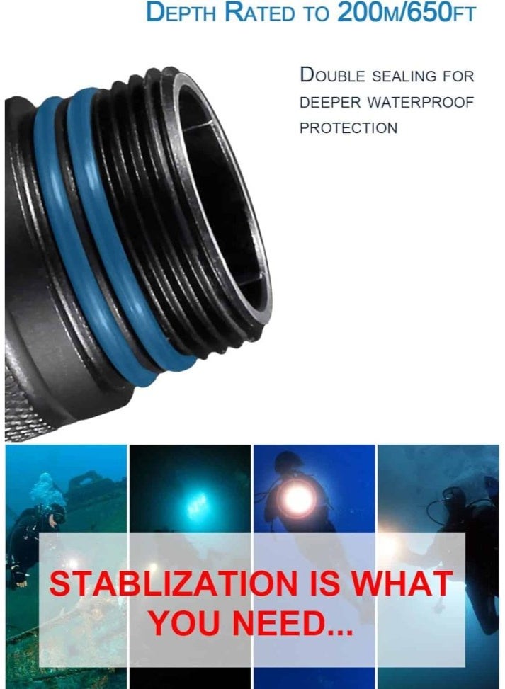 Ano D710S Professional Dive Light 1000 Lumens - Underwater Scuba Flashlight with Magnetic Rotary Switch - 650ft Waterproof Cree XML U2 LED - Includes 2x 26650 Batteries & USB Charger - Image 4